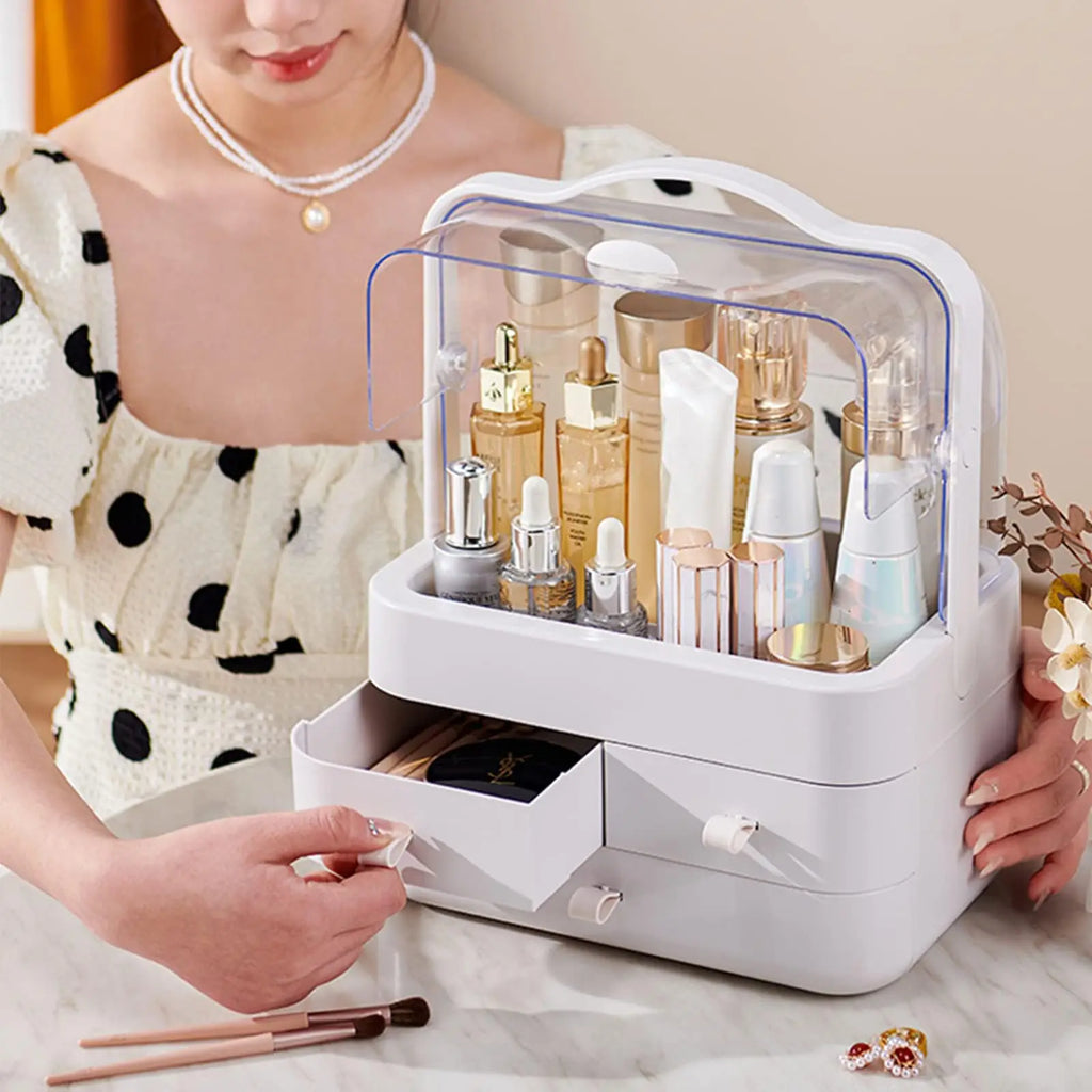 Coffret maquillage anti-poussière : rangement propre & ordonné