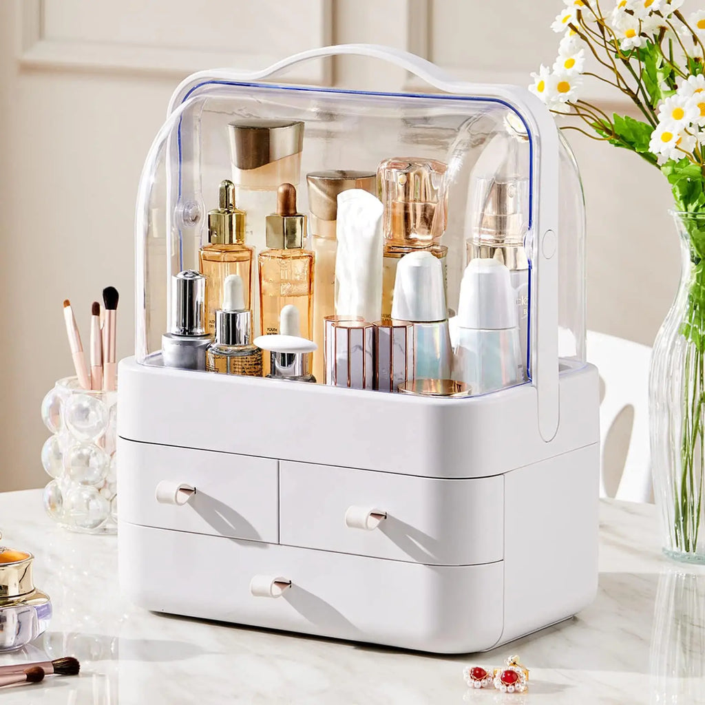 Coffret maquillage anti-poussière : rangement propre & ordonné