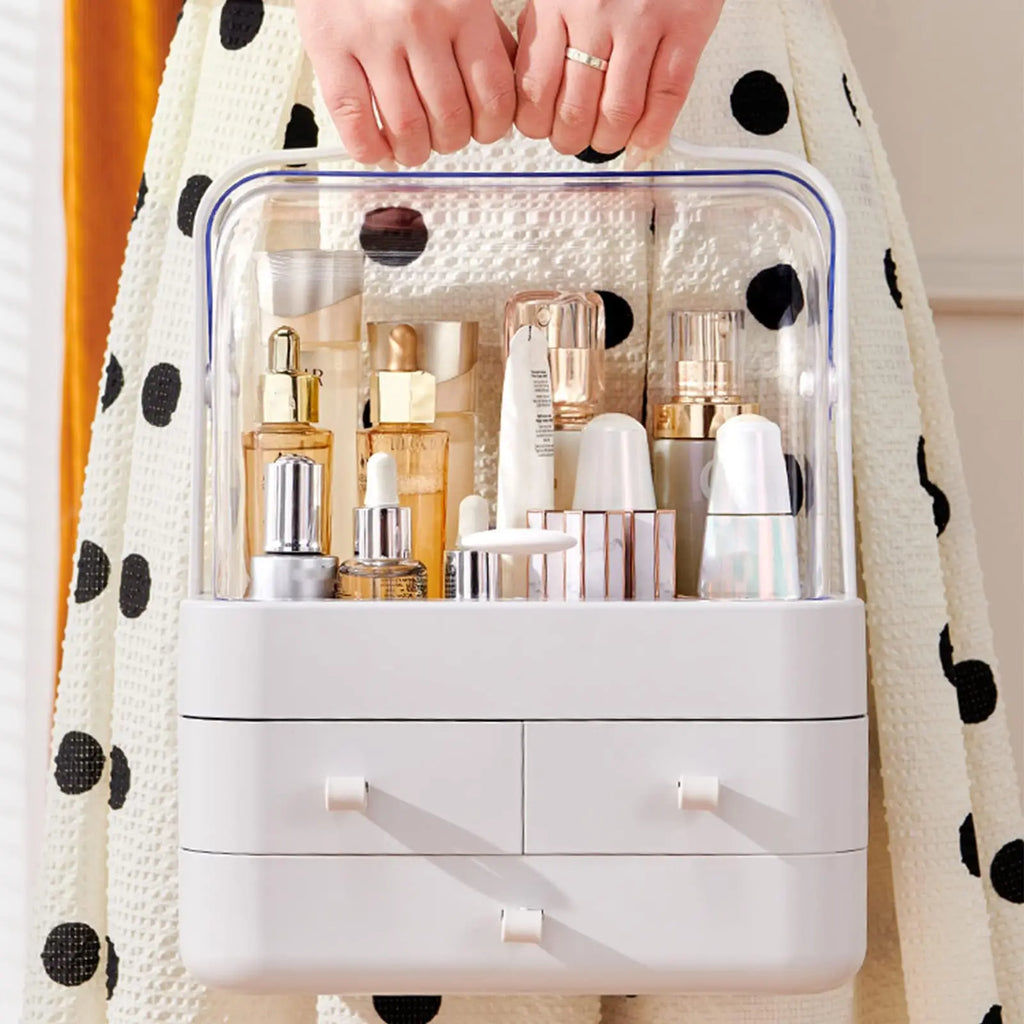 Coffret maquillage anti-poussière : rangement propre & ordonné